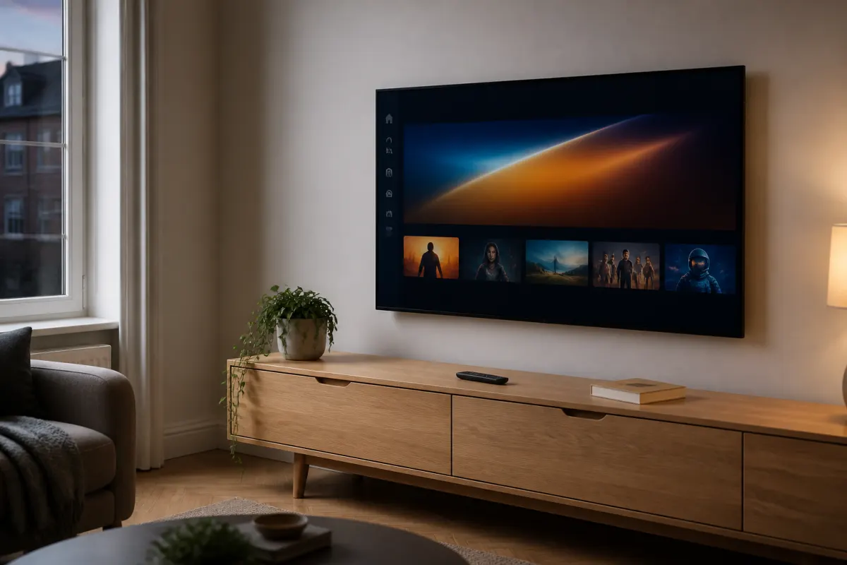 Living room TV ready for Servicio IPTV Premium setup